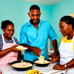 **

"A cooking class in a bright, sunny Bahamian home. A friendly local chef, fully clothed in modest attire, is demonstrating how to prepare cracked conch to a small group of tourists. Authentic Bahamian decor, vibrant colors, professional lighting, safe for work, appropriate content, perfect anatomy, natural proportions, family-friendly."

**